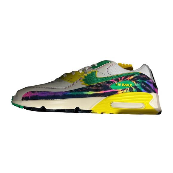 Nike Air Max 90 LDXGD Grateful Dead 1990 Tie-Dye White Green Yellow Size 13 - Picture 5 of 9